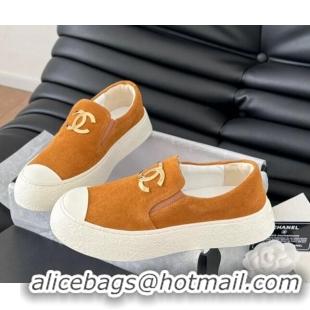 Best Product Chanel Suede Slip-on Sneakers Orange 0102016