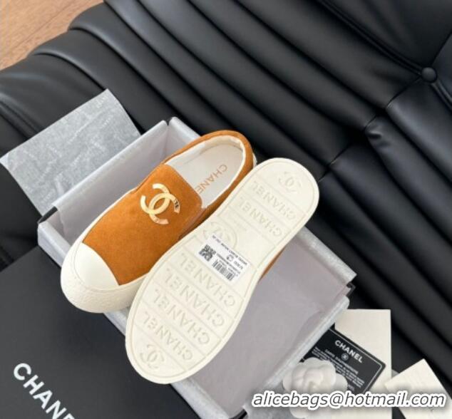 Best Product Chanel Suede Slip-on Sneakers Orange 0102016