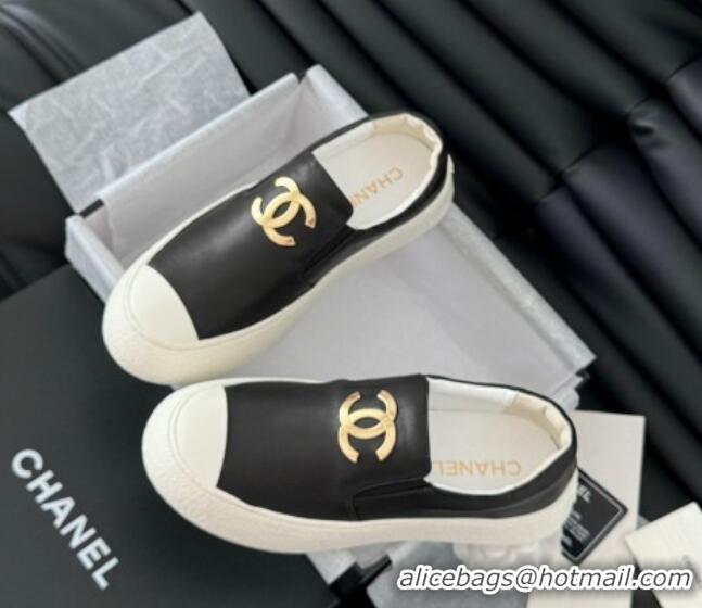 Purchase Chanel Calfskin Slip-on Sneakers Black 0102017