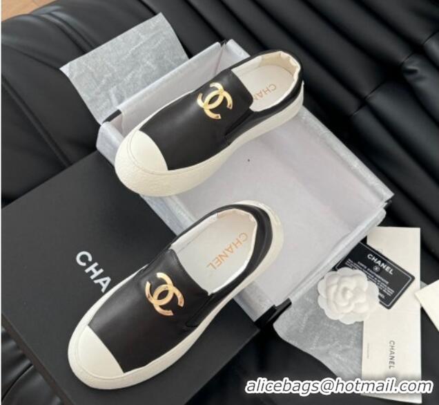 Purchase Chanel Calfskin Slip-on Sneakers Black 0102017