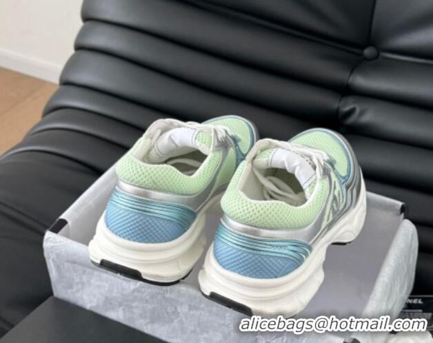 Good Looking Chanel Mesh & Calfskin Sneakers Green 0102019