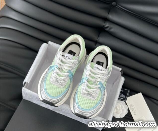 Good Looking Chanel Mesh & Calfskin Sneakers Green 0102019