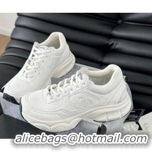 Shop Duplicate Chanel Mesh & Calfskin Sneakers White Upper 0102020