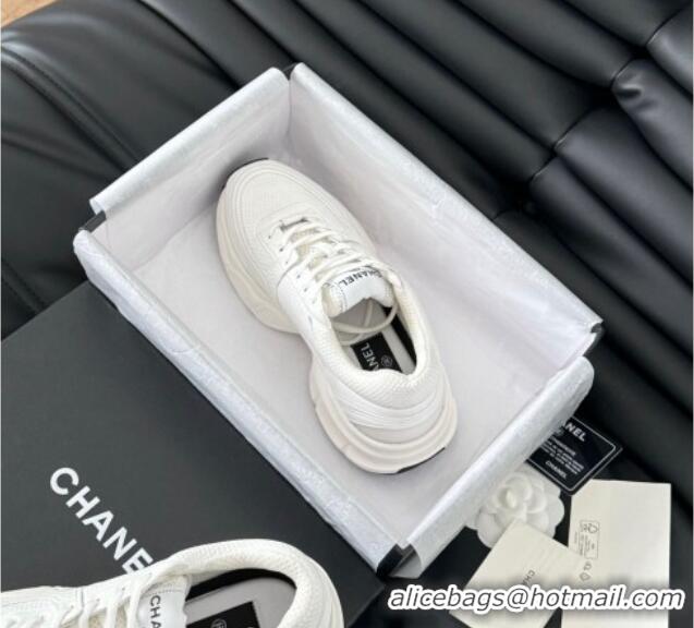 Shop Duplicate Chanel Mesh & Calfskin Sneakers White Upper 0102020