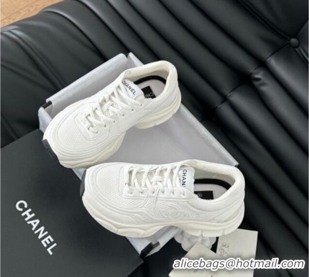 Shop Duplicate Chanel Mesh & Calfskin Sneakers White Upper 0102020