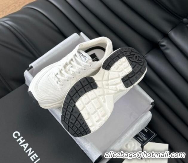 Shop Duplicate Chanel Mesh & Calfskin Sneakers White Upper 0102020