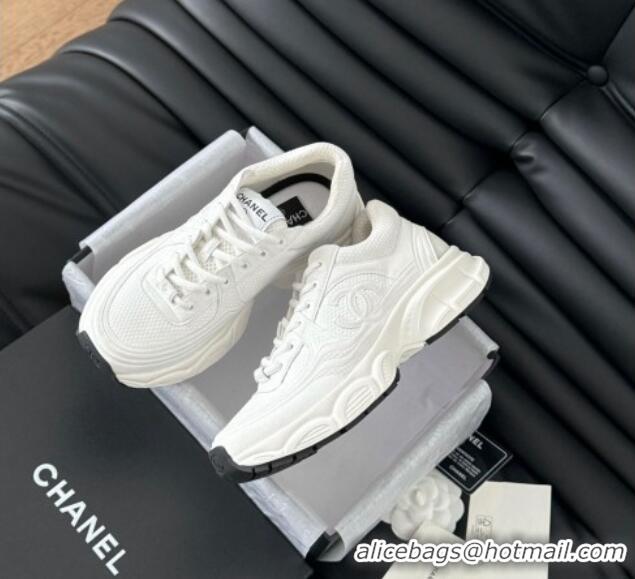 Shop Duplicate Chanel Mesh & Calfskin Sneakers White Upper 0102020