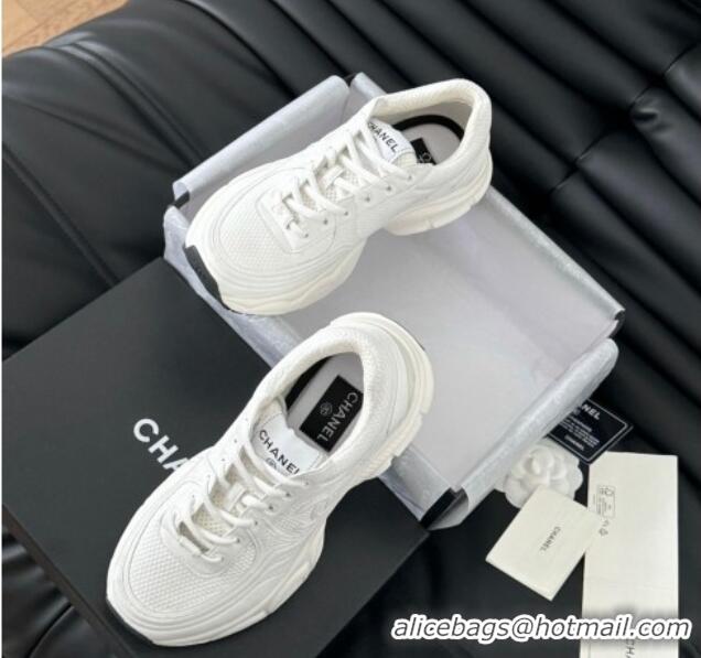 Shop Duplicate Chanel Mesh & Calfskin Sneakers White Upper 0102020