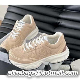 Popular Style Chanel Mesh & Suede Sneakers Beige 0102022