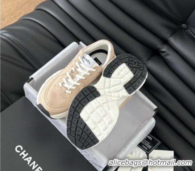 Popular Style Chanel Mesh & Suede Sneakers Beige 0102022