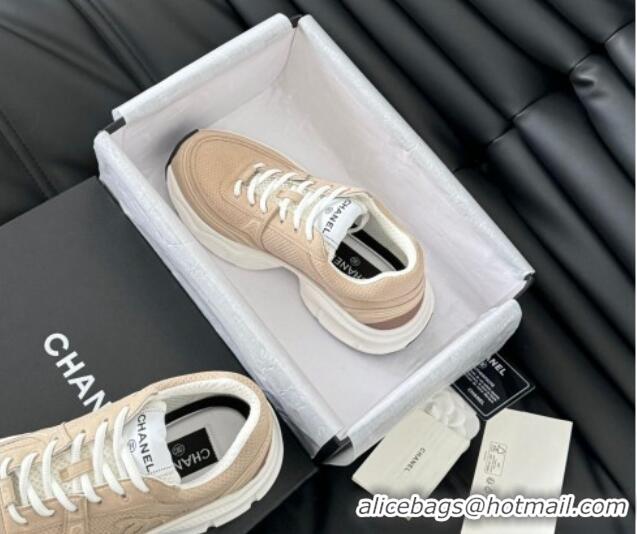 Popular Style Chanel Mesh & Suede Sneakers Beige 0102022