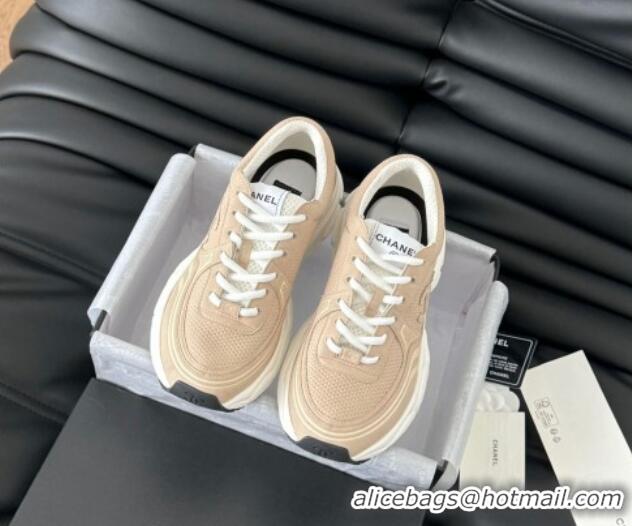 Popular Style Chanel Mesh & Suede Sneakers Beige 0102022