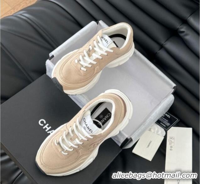 Popular Style Chanel Mesh & Suede Sneakers Beige 0102022