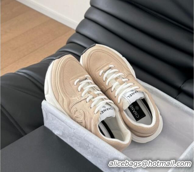 Popular Style Chanel Mesh & Suede Sneakers Beige 0102022