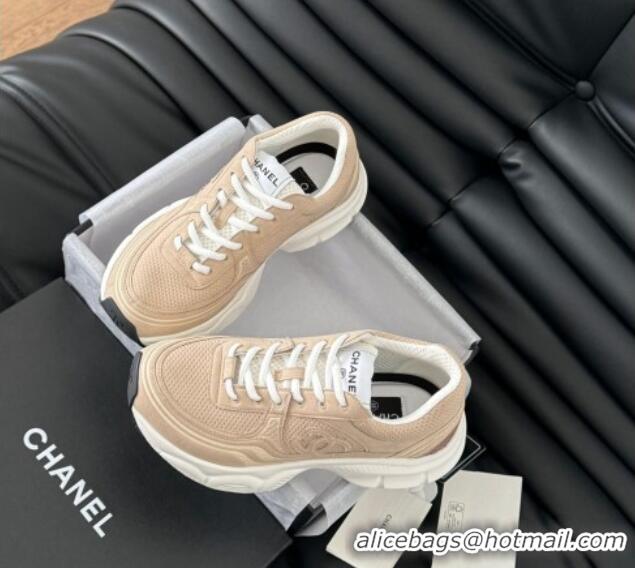 Popular Style Chanel Mesh & Suede Sneakers Beige 0102022