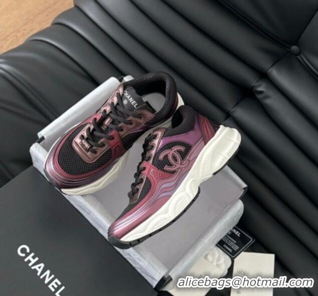 Best Price Chanel Mesh & Calfskin Sneakers Purple 102024