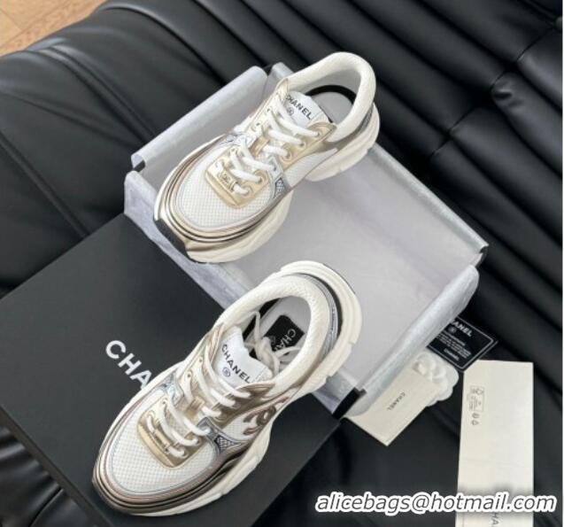 Durable Chanel Mesh & Calfskin Sneakers Gold-Tone 0102025