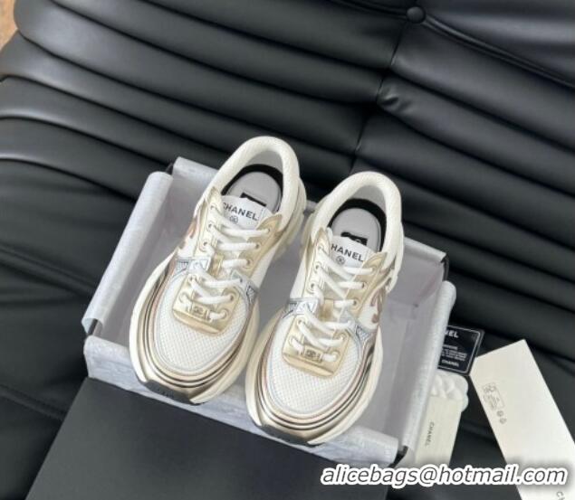 Durable Chanel Mesh & Calfskin Sneakers Gold-Tone 0102025