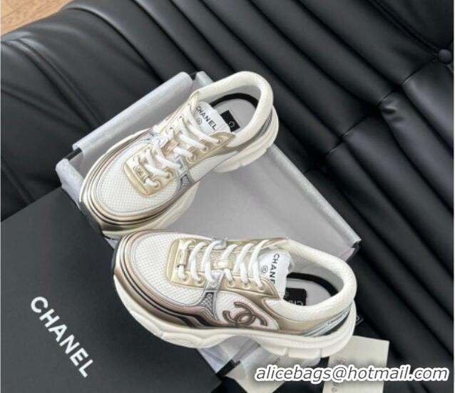 Durable Chanel Mesh & Calfskin Sneakers Gold-Tone 0102025