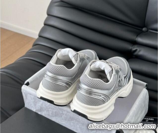 Good Quality Chanel Mesh & Calfskin Sneakers Grey 0102026