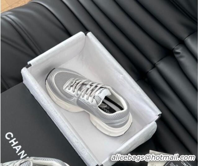 Good Quality Chanel Mesh & Calfskin Sneakers Grey 0102026