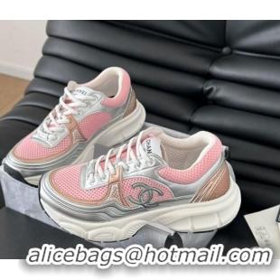 Good Product Chanel Mesh & Calfskin Sneakers Pink 102027