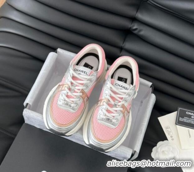 Good Product Chanel Mesh & Calfskin Sneakers Pink 102027