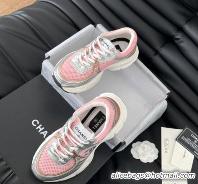 Good Product Chanel Mesh & Calfskin Sneakers Pink 102027