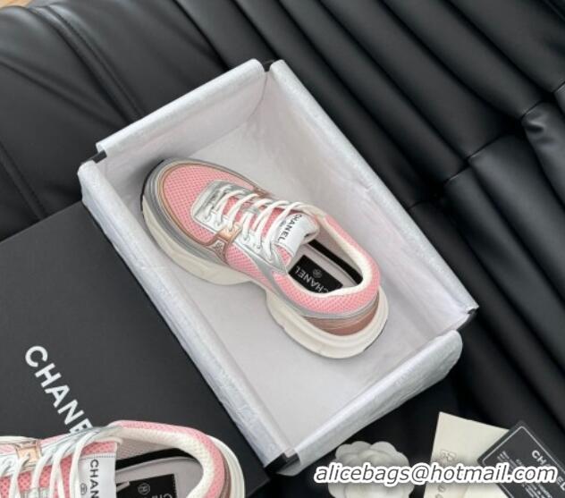 Good Product Chanel Mesh & Calfskin Sneakers Pink 102027