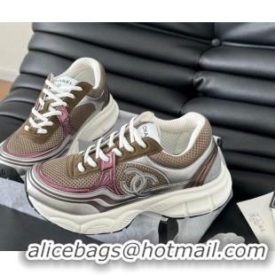 Good Product Chanel Mesh & Calfskin Sneakers Khaki 102028