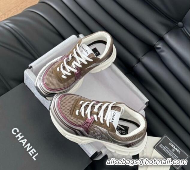 Good Product Chanel Mesh & Calfskin Sneakers Khaki 102028