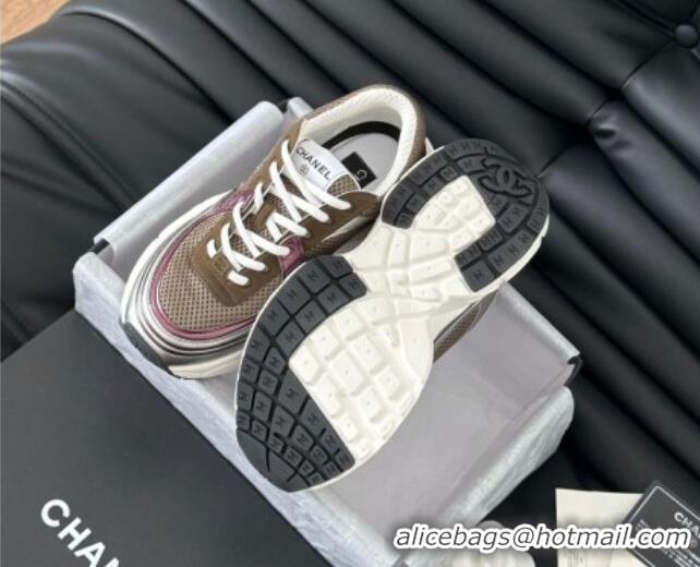 Good Product Chanel Mesh & Calfskin Sneakers Khaki 102028