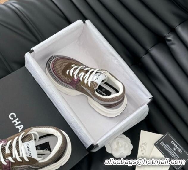 Good Product Chanel Mesh & Calfskin Sneakers Khaki 102028