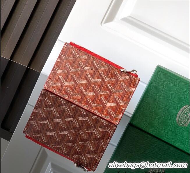 Inexpensive Goyard Bourbon Zipped Card holders Wallet GY3321 Red 2025