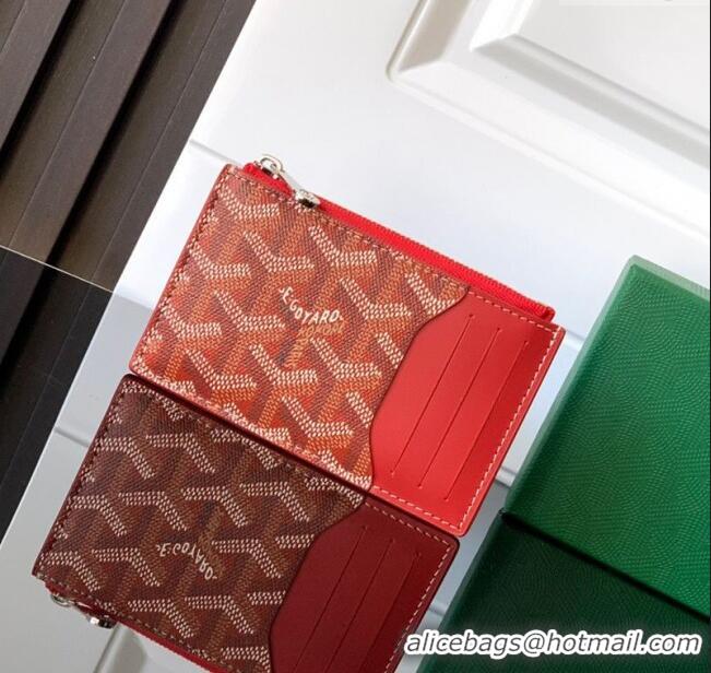 Inexpensive Goyard Bourbon Zipped Card holders Wallet GY3321 Red 2025