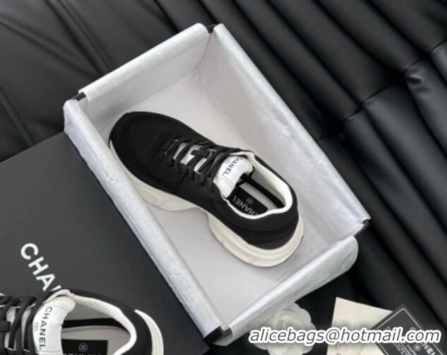 Sophisticated Chanel Mesh & Suede Sneakers Black 102029