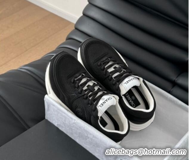 Sophisticated Chanel Mesh & Suede Sneakers Black 102029