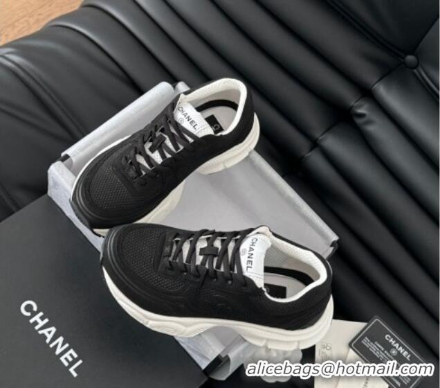 Sophisticated Chanel Mesh & Suede Sneakers Black 102029