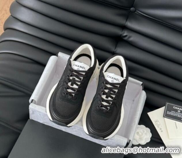 Sophisticated Chanel Mesh & Suede Sneakers Black 102029