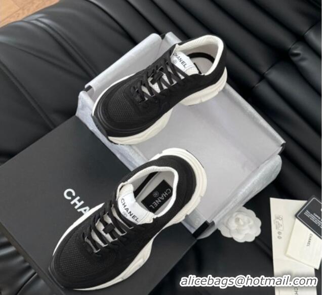 Sophisticated Chanel Mesh & Suede Sneakers Black 102029