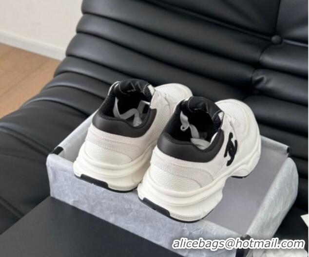 Top Grade Chanel Mesh, Suede and Calfskin Sneakers White 0102030