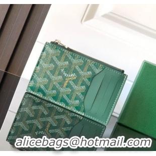 Sumptuous Goyard Bourbon Zipped Card holders Wallet GY3321 Green 2025