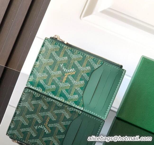 Sumptuous Goyard Bourbon Zipped Card holders Wallet GY3321 Green 2025