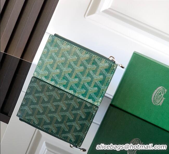 Sumptuous Goyard Bourbon Zipped Card holders Wallet GY3321 Green 2025