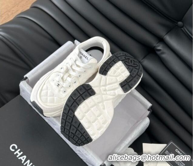 Charming Chanel Quilted Suede Sneakers White 0102031