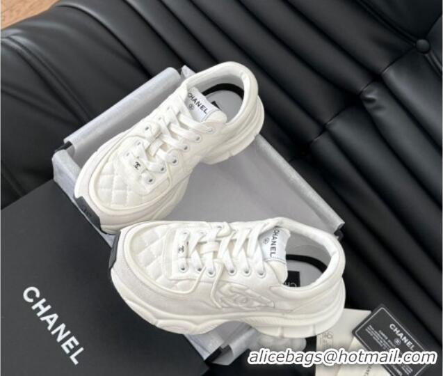 Charming Chanel Quilted Suede Sneakers White 0102031