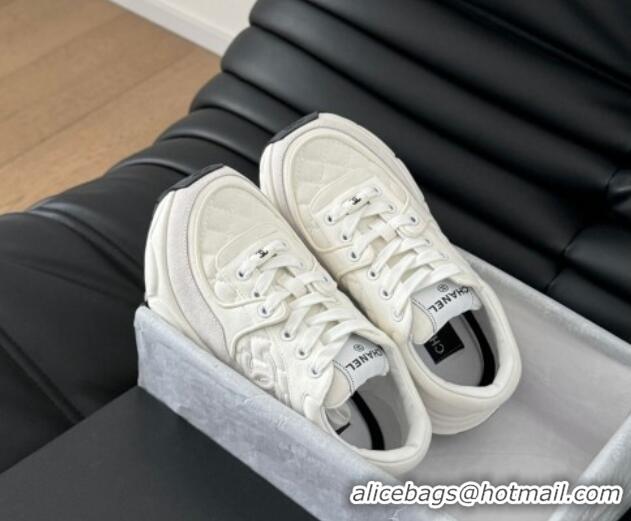 Charming Chanel Quilted Suede Sneakers White 0102031