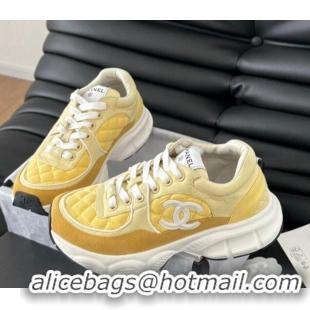 Duplicate Chanel Quilted Suede Sneakers Yellow 0102032