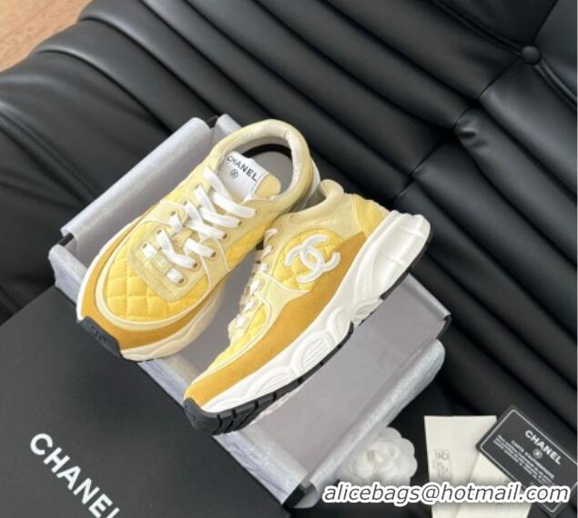 Duplicate Chanel Quilted Suede Sneakers Yellow 0102032