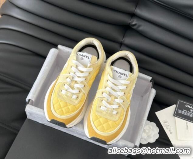 Duplicate Chanel Quilted Suede Sneakers Yellow 0102032